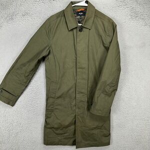 Jack Spade New York Mens Trench Coat Jacket XS Olive Green Long Button Closure